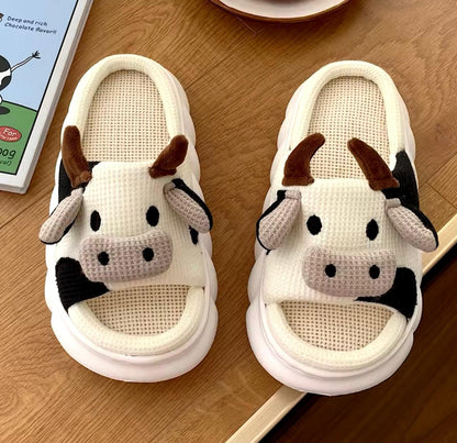 Pantufla con diseño de vaca